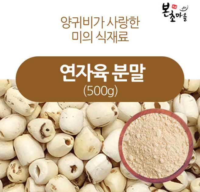 [본초마을] 연자육분말 500g 연근 연근열매 연자육가루 선식가루 연밥가루, 1개
