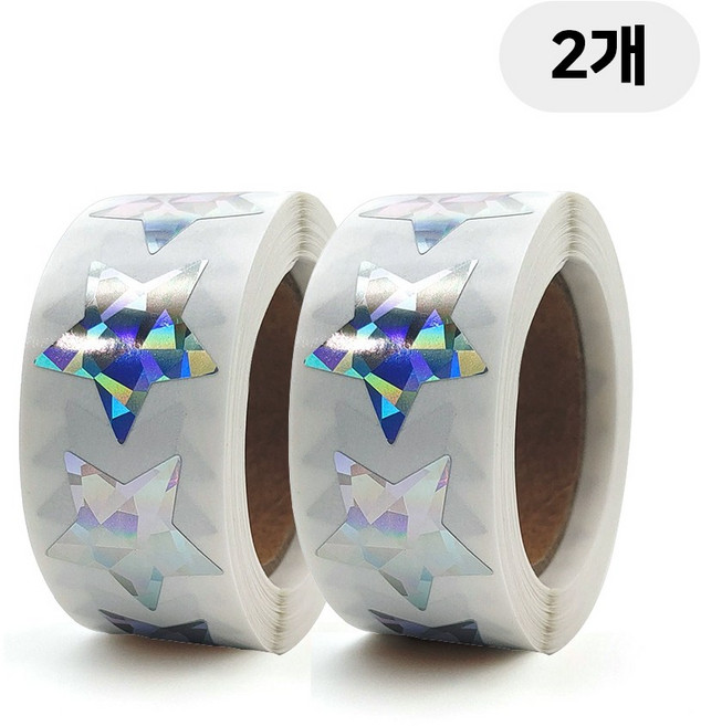디어플레이스 홀로그램 반짝이 롤스티커 500매, 2개, S5 프리즘 실버 2.5cm_별