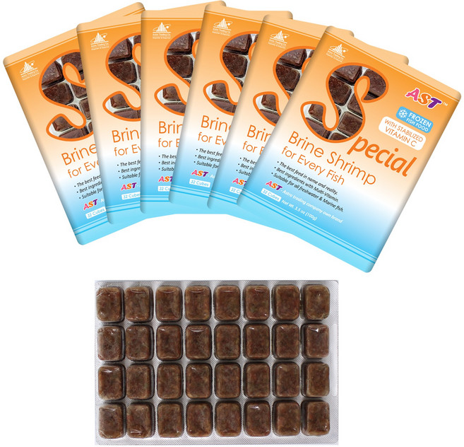 샘아쿠아 AST 냉동 브라인 쉬림프 6팩 열대어 치어 사료, 6개