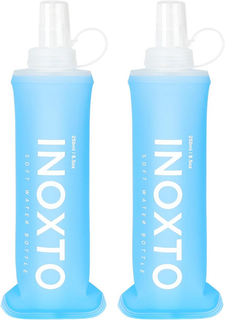 INOXTO 소프트 플라스크 수분 조끼 및 러닝 팩용 접이식 물병 하이킹 사이클링용 병250500ml2PCS 250ML 2 PCS SMALL, 1세트, 그레이