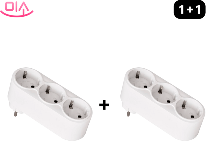 현대 일자형 3구 회전 멀티탭 1+1, 화이트, 2개, 8.8cm