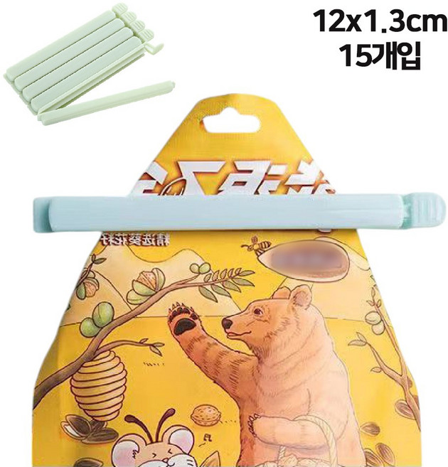 바이트 신선도 유지 방습 봉지집게 소형, 15개, 그린