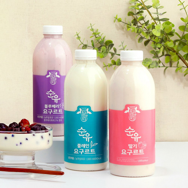 순유 요거트 국산 요구르트 1000ml(원산지:충남 홍성) 플레인 1L 5개