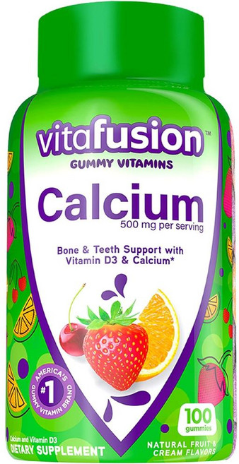 Vitafusion 비타퓨전 츄어블 칼슘 구미 비타민 포 본 앤 티쓰 100입 2개, 1개