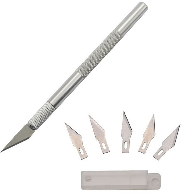 가지치기 접목칼 접목테이프 정원 다육 식물 화분 심기 도구 칼 수리 뿌리 줄기 절단 싹 과일 도구, 실버 + 교체용 칼날(5개입), 5개