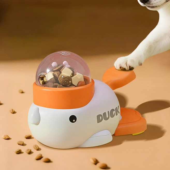 YANGTA 고양이와 강아지의 지능 향상을 위한 덕 모양 간식 발사기, 1개, 화이트