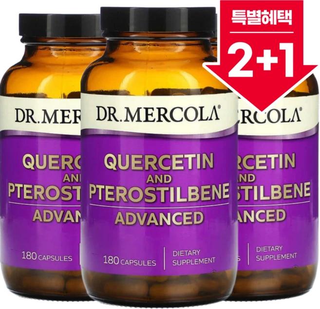 닥터메르콜 퀘르세틴 프테로스틸 벤 180캡슐3통 퀘르세톨 Pteros tilbene, 180정, 3개 - 쿠팡