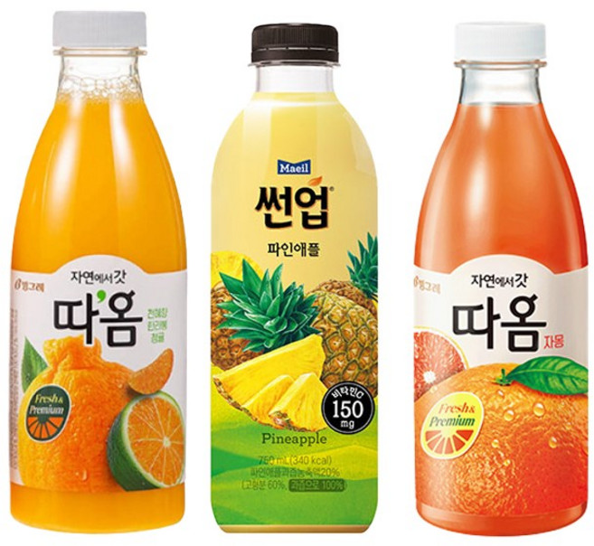 따옴730ml＋썬업750ml 천혜향2개＋자몽2개＋썬업파인애플2개/냉장무배, 730ml