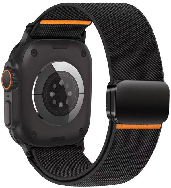 BuGeum 애플워치 호환 나일론 스포츠 스트랩 49 46 45 44 42 41 40 38mm, 1개, 블랙