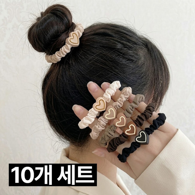 프렌티 짱짱한 하트 곱창밴드 여성 머리끈, 1세트, 10개