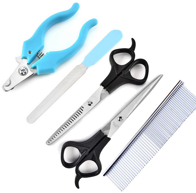 아임펫벳 강아지 고양이 발톱깎이 틴닝 미용가위 빗 발톱줄 애견 미용 세트, 1세트, 5종