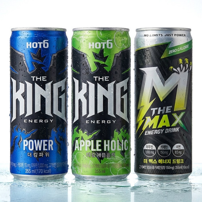 핫식스 더킹 파워+더킹 애플홀릭+더맥스 에너지 드링크 355ml 각 6개씩, 18개입