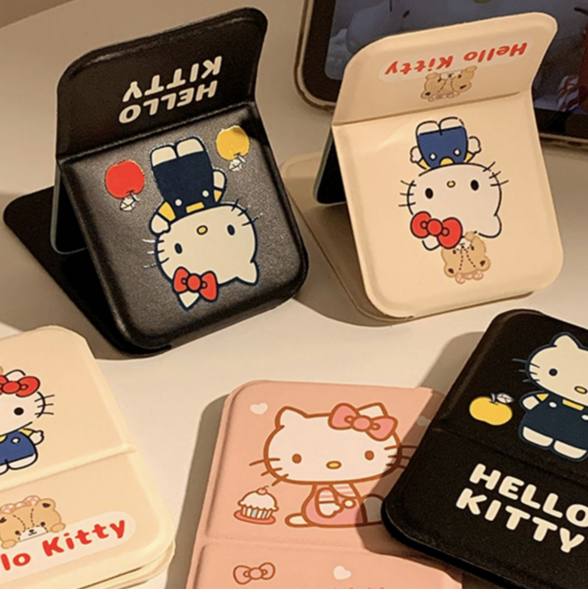 미셀즈픽 휴대용 접이식 스탠드 미니 탁상 손거울, 1개, 블랙