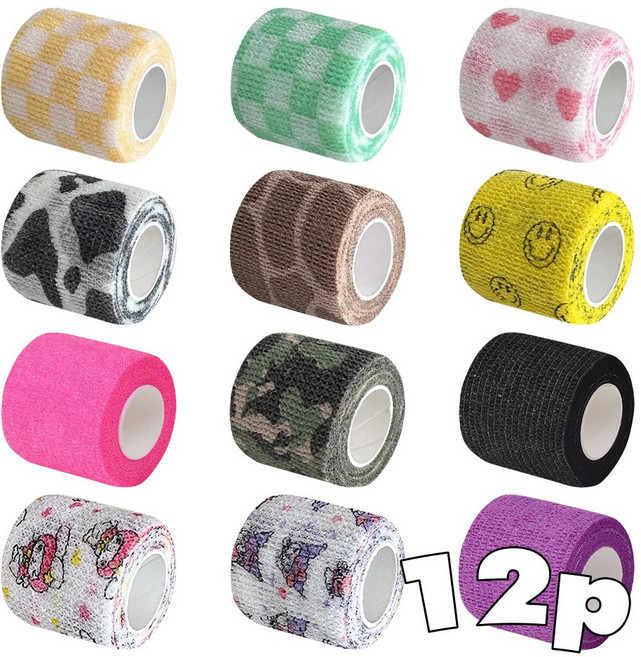 BLACKTAPE 그립테이프 밴드 5cm, 랜덤, 12개