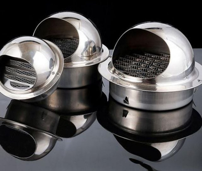 벌레 방지 빗물 차단 2중차단 스텐 후드캡 환기구 송풍구 냄새배출 가스배출 후드 외벽마감 환기구 (50mm부터 200mm까지 모든 사이즈), 색상:스텐 후드캡(80mm), 1개