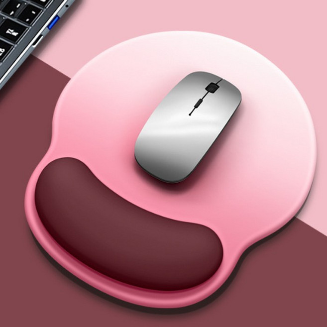 자칠 손목 보호 마우스 패드 그라데이션 컬러 사무용 마우스패드 손목 받침대 실리콘 3D 컴퓨터 키보드 손목 받침대, 1개, 그러데이션(로즈핑크)