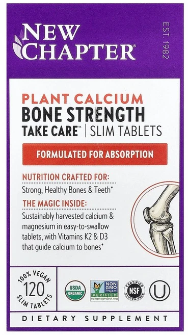 뉴 챕터 New Chapter Bone Strength Take Care 식물성 소형 정제 120정123246원산지:기타, 1개 - 쿠팡