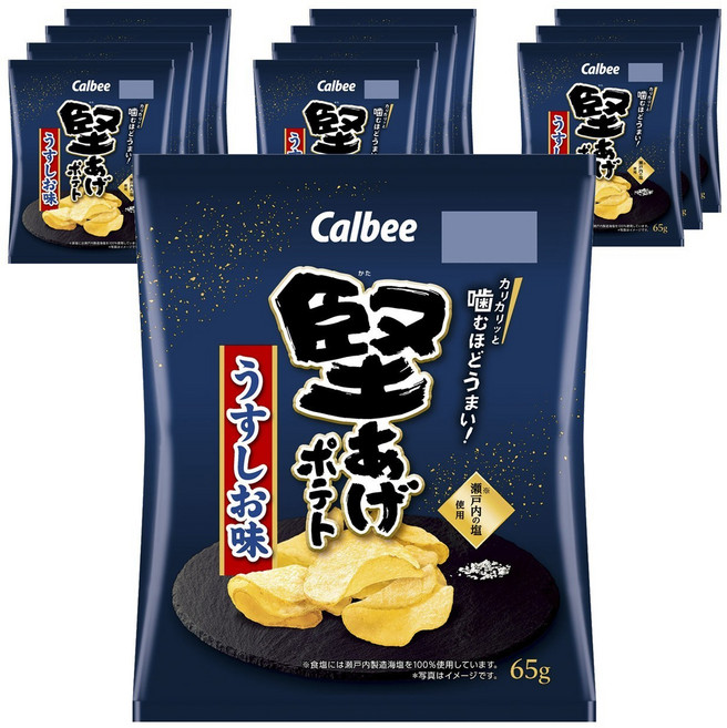 Calbee 卡樂比 堅脆洋芋片 薄鹽口味, 12包, 65g