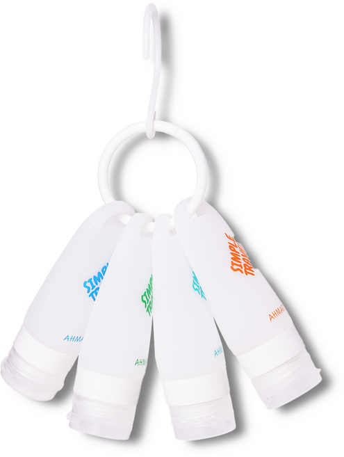 고급 실리콘 고리 공병 세트 여행용 수영장 삼푸통, 1세트, 고리공병 화이트 60ml 4개