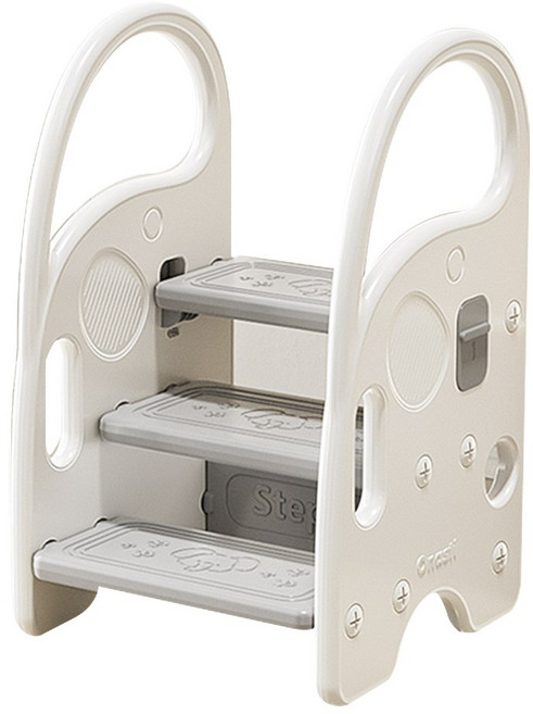 키들 아기 3단 계단 디딤대, 1개, 화이트