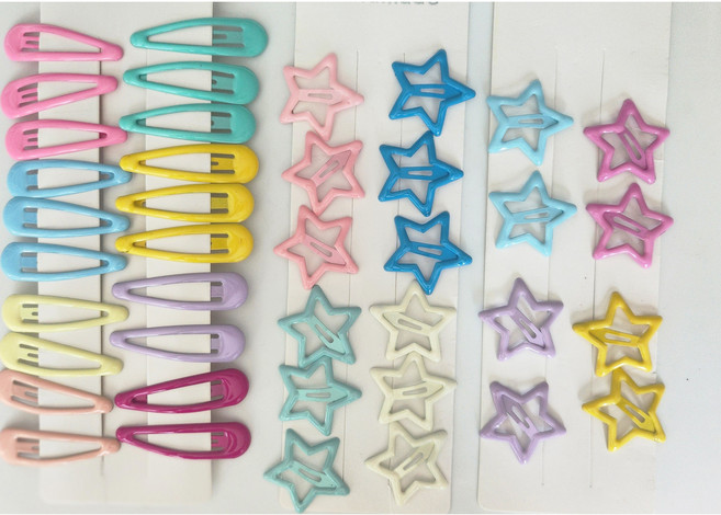 초롱핀아 귀여운 물방울과 별모양의여야 머리핀 40pcs