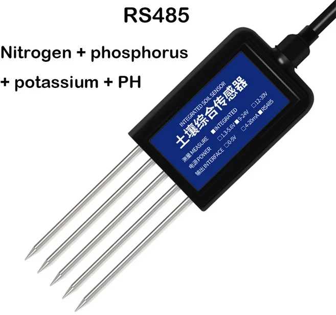RS485 토양 온도 센서 PH 전도도 검출기 영양소 소금 인 칼륨 송신기 7 In 1, 07 N-P-K-PH