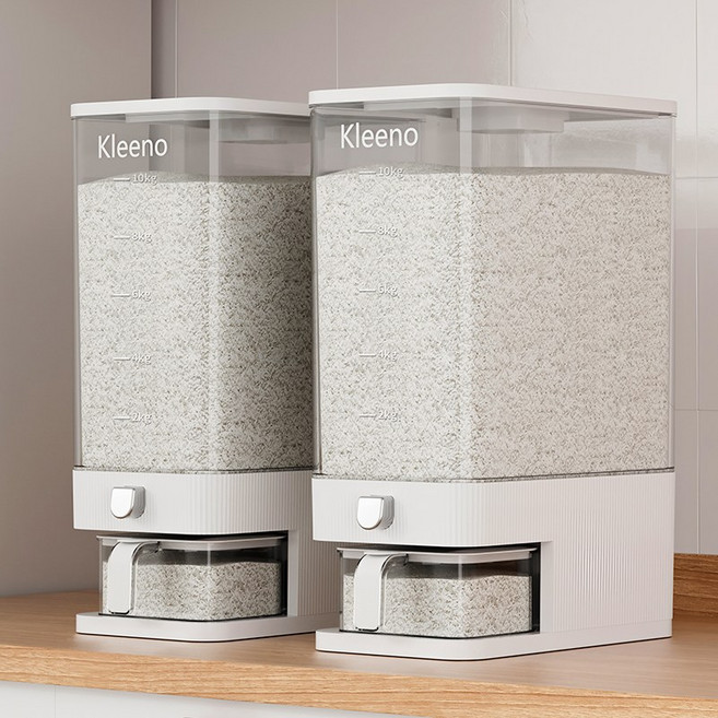 Kleeno 원터치 방습 쌀통 10KG 쌀보관용기, 1개, 투명해요