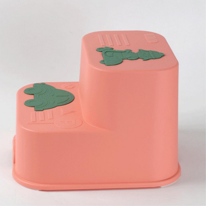 세면대 발디딤대 스툴 2단 계단 발받침 어린이 유아 키높이 미끄럼방지 샴퓨의자, 스툴 (핑크)