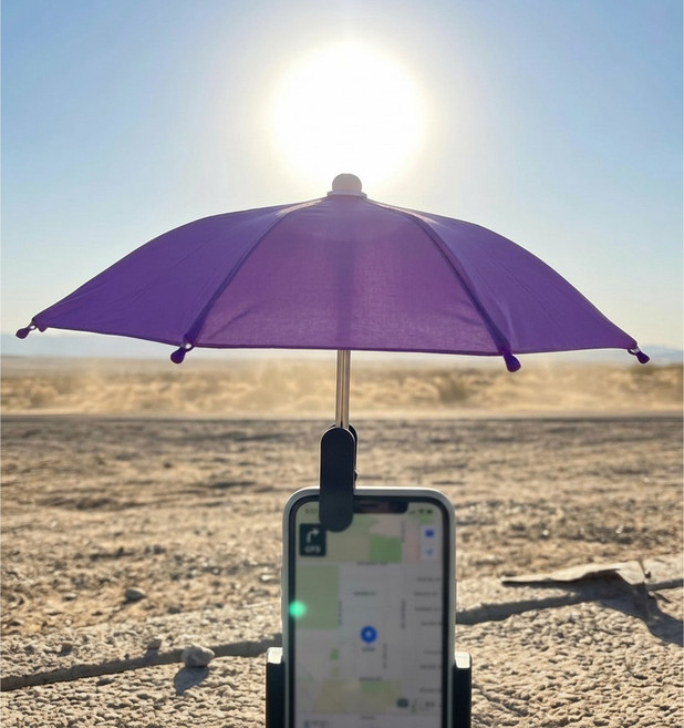 융풍 휴대폰 우산 썬쉐이드 우산 핸드폰거치대 차량휴대폰거치대 작은 우산 선물, 1개, 매혹적인 보라색 우산+집게