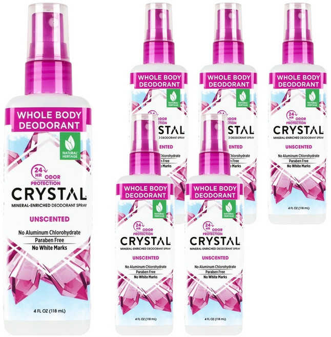 美國 CRYSTAL 全身用礦物除臭噴霧 無香, 118ml, 6瓶