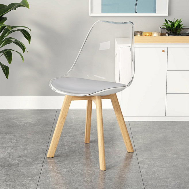 北歐風 透明餐椅 化妝椅 餐桌椅 靠背休閒椅, 透明灰, 1件