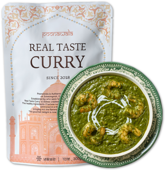 프리미엄 정통 커리 시금치 팔락새우커리 인도카레 300g 푸나왈라, 1개