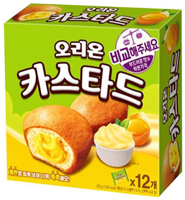 오리온 카스타드 12개입 276g 4개 빵/과자간식