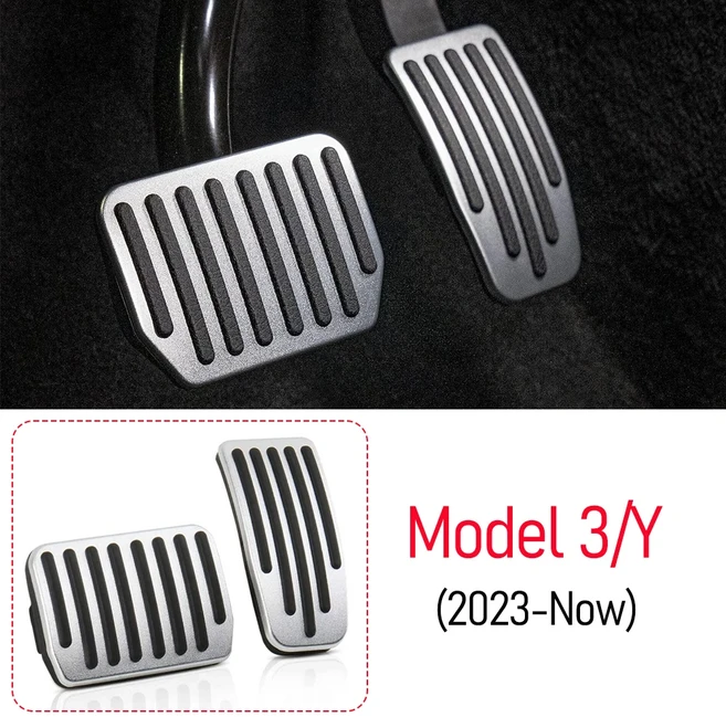 테슬라 모델 Y 주니퍼 2025 2026 풋 페달 패드 모델 3 하이랜드 미끄럼 방지 가속 브레이크 페달 커버 액세, 01 Silvery