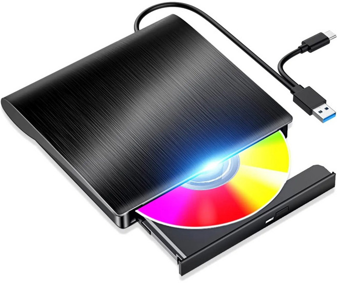 USB3 TYPE 외부 노트북 MAC WINDOWS11 CD 휴대용 리더 버너 RW 드라이브 DVD OS LINUX 광학 PC 플레이어 10, Bla