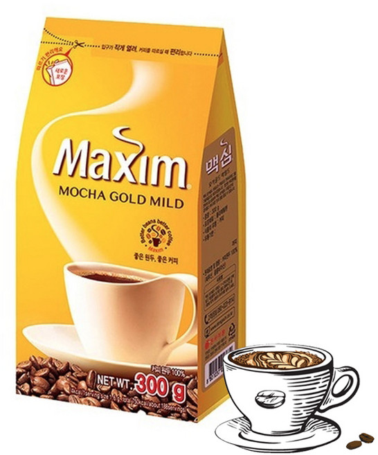 맥심 모카골드 마일드 블랙 커피 리필 300g x2개, 2개