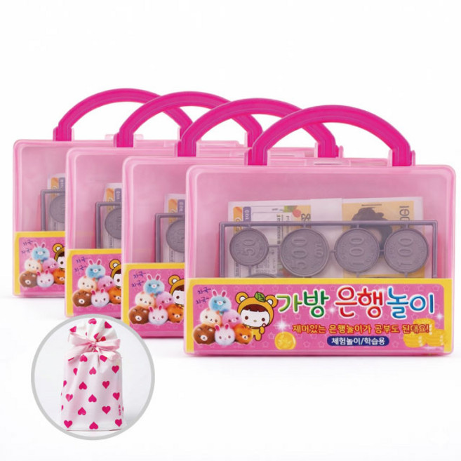 [다모이샵] 은행놀이 구디백 포장완료 단체선물, 4개, 핑크