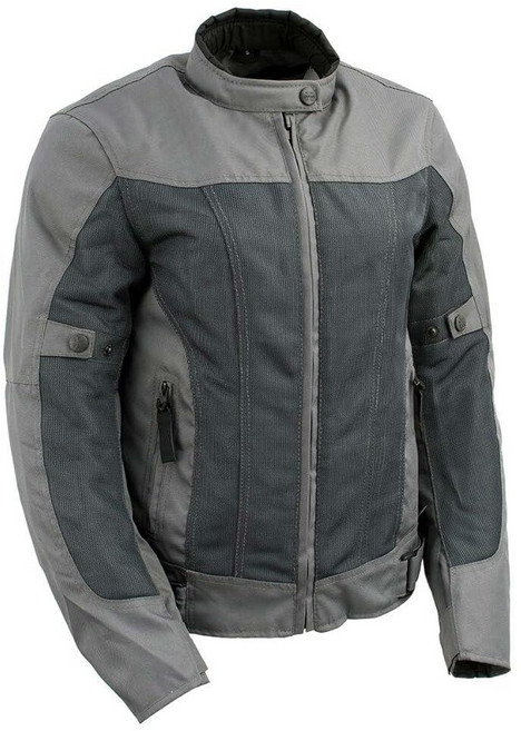 Milwaukee Leather Women’s Classic Textile Crossover Motorcycle Jacket - 1300D Nylon Vented All-S, X-Large, Mpl22707-blk/Grey