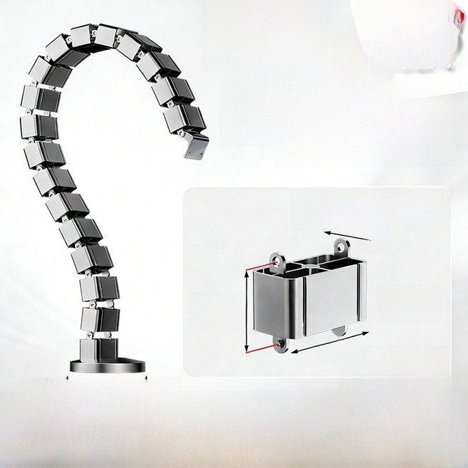 두꺼운 스네이크 파이프 사무실 책상 케이블 회의 배선 슬롯 정리함 테이블 플라스틱 숨김형, 수출 사각 스네이크 튜브 (2개입) 실버 80cm 길이