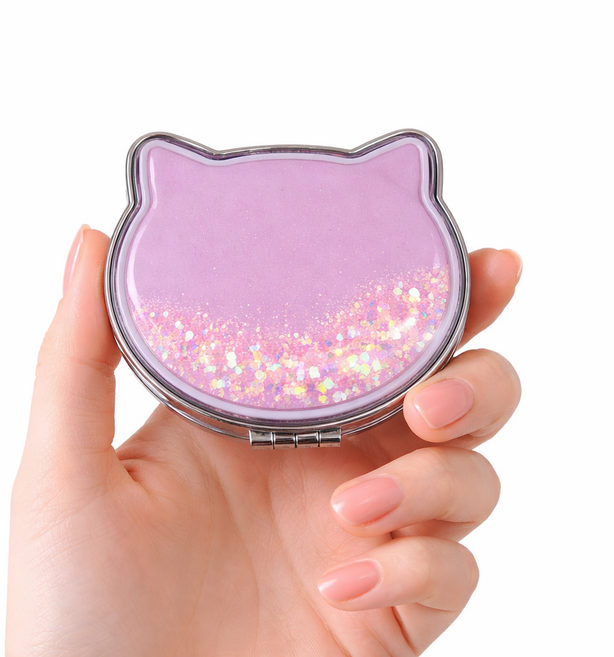 소담리빙 글리터 워터볼 휴대용 접이식 손거울, 고양이, 1개