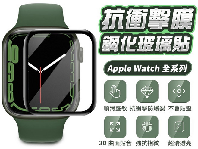 Apple Watch 滿版玻璃保護貼 適用 40/41/44/45mm SE 4/5/6/7/8/9代 手錶螢幕保護膜, 1個, 4/5/6/SE 44mm 鋼化玻璃