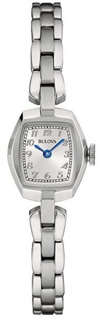Bulova 부로바 여성용 클래식 드레스 미니 양손 쿼츠 시계 스테인리스 스틸 아라비아 마커 실버/블루 액센트 그외 각종 422094