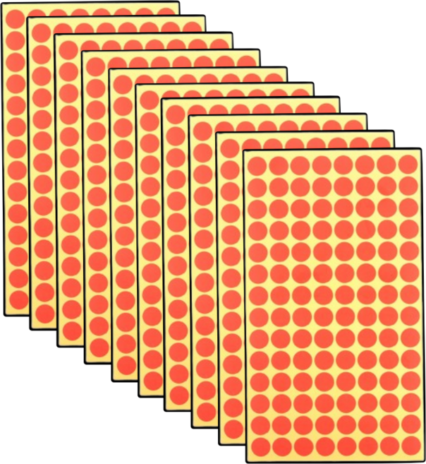 이음모음 원형 도트 스티커 10mm, 10장 (1120개입), 1세트, 프리미엄 빨강