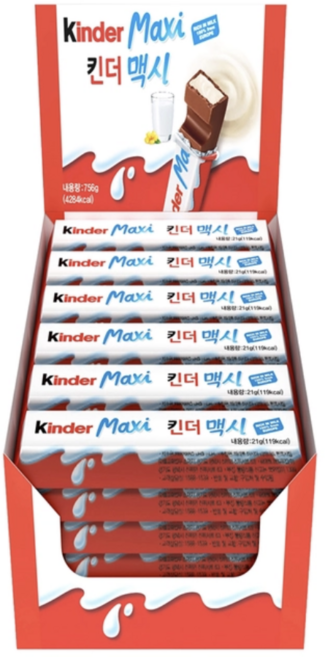 킨더 맥시 초콜릿 21g 6개 페레로 코스트코 간식 과자 초코바, 756g, 1박스