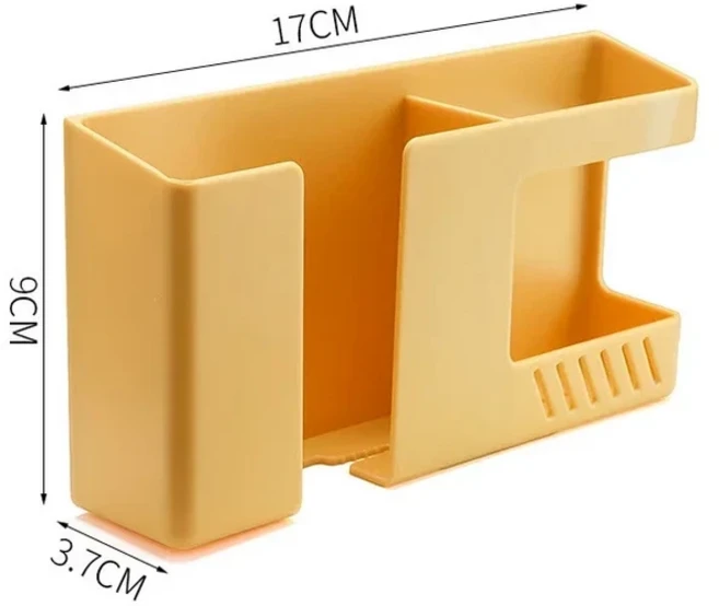 ABS 벽 부착형 휴대폰 거치대 식기류 보관 랙 주방용 홀더 리모컨 펜 잡화, 01 Yellow