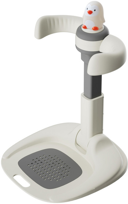 寶寶站立洗澡輔助器可摺疊嬰兒洗澡盆沐浴臺洗澡架寶寶洗屁屁神器, 1個, 企鵝款-灰色:如圖