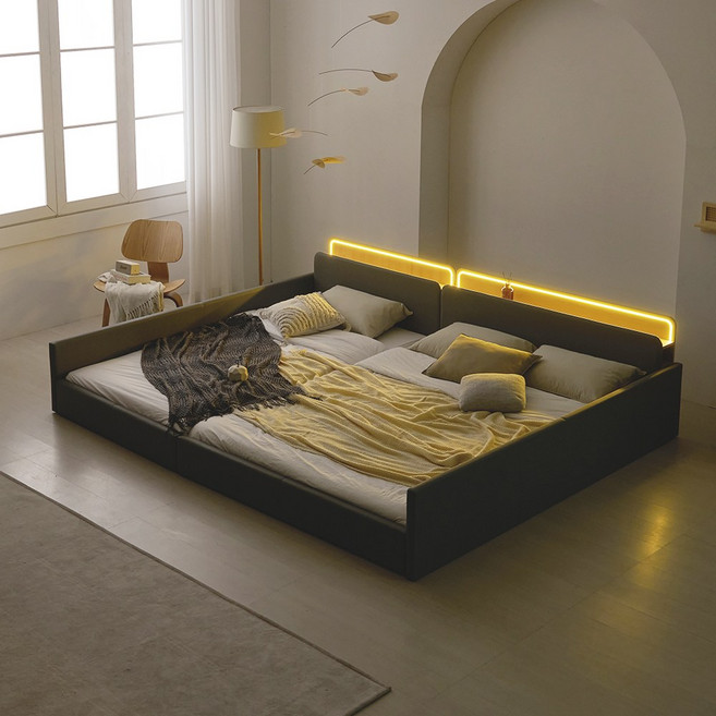 국내제작 인홈 위드유 LED 저상형 패밀리 침대, 03. 가드형A 그레이