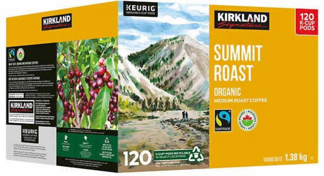 커클랜드 유기농 서밋 공정 무역 K-컵 포드 120팩, 1개, 1.38kg, 1개, 1개입
