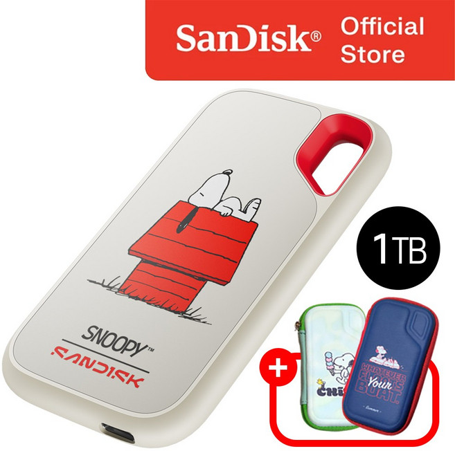 샌디스크 외장 포터블 SSD 1테라 익스트림 E61 1TB 스누피(+스누피케이스), E61 SNOOPY