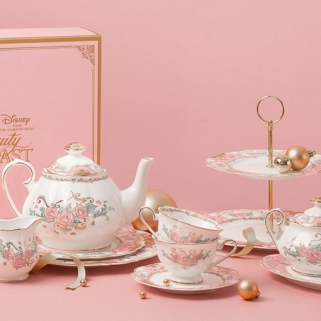 [텐바이텐] 미녀와야수 티팟+찻잔2인 세트, 1세트, 화이트